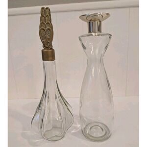 Vintage Old Forester Bourbon Bottle 1950's & VTG MCM Art Deco Glass Genie Bottle
